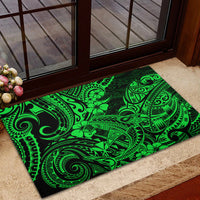 Hawaii Shark Rubber Doormat Polynesian Pattern Green Version - Wonder Print Shop