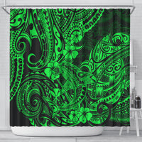 hawaii-shark-shower-curtain-polynesian-pattern-green-version