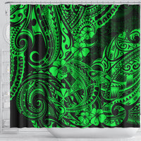 hawaii-shark-shower-curtain-polynesian-pattern-green-version