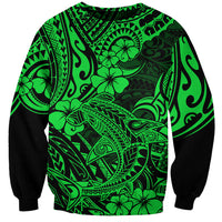 Hawaii Shark Sweatshirt Polynesian Pattern Green Version - Wonder Print Shop