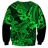Hawaii Shark Sweatshirt Polynesian Pattern Green Version - Wonder Print Shop