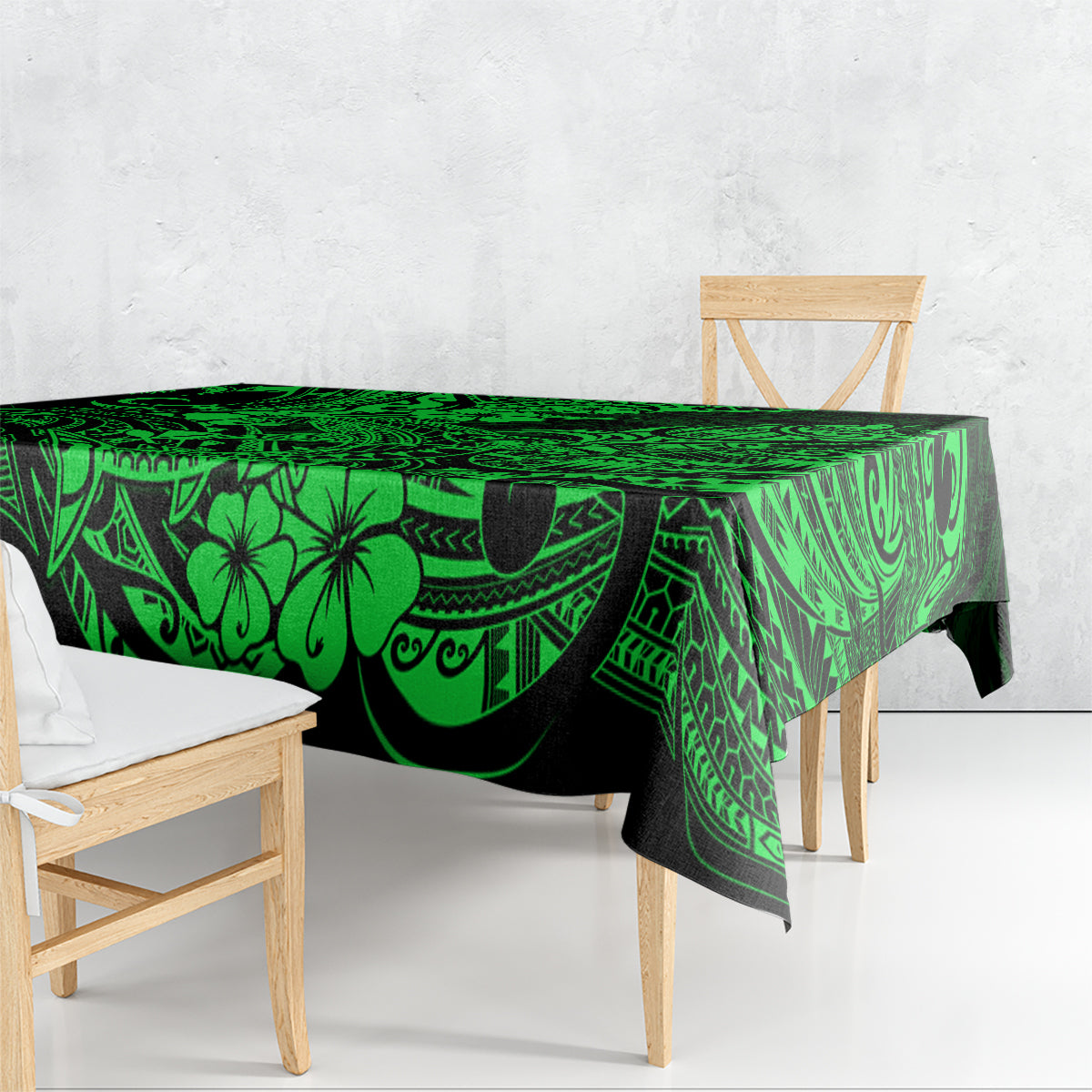 Hawaii Shark Tablecloth Polynesian Pattern Green Version - Wonder Print Shop