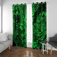 Hawaii Shark Window Curtain Polynesian Pattern Green Version - Wonder Print Shop