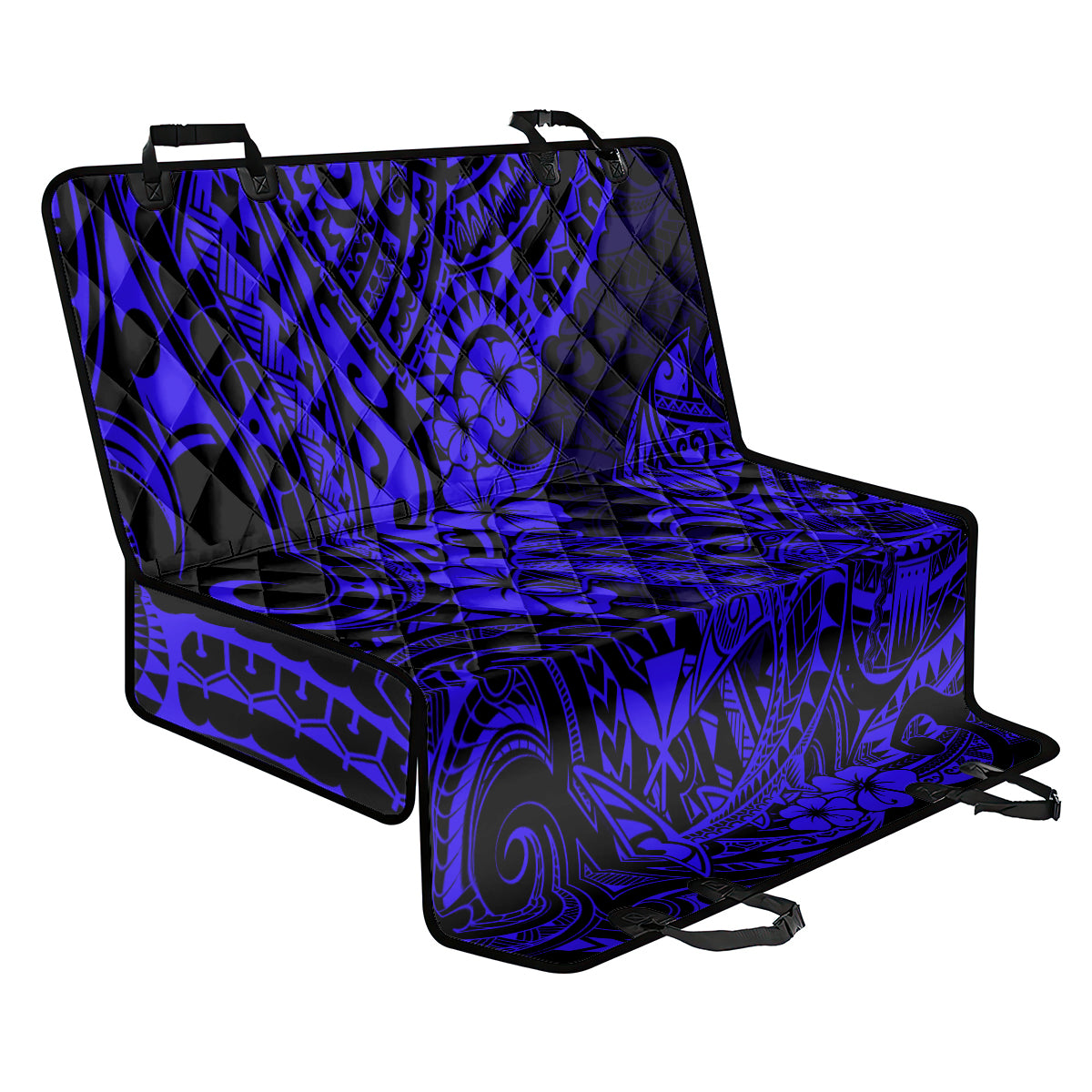 Hawaii Shark Back Car Seat Cover Polynesian Pattern Navy Blue Version - Wonder Print Shop