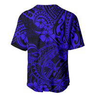 Hawaii Shark Baseball Jersey Polynesian Pattern Navy Blue Version - Wonder Print Shop