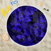 Hawaii Shark Beach Blanket Polynesian Pattern Navy Blue Version - Wonder Print Shop