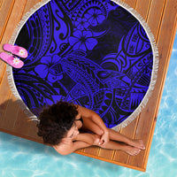 Hawaii Shark Beach Blanket Polynesian Pattern Navy Blue Version - Wonder Print Shop