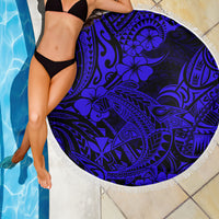 Hawaii Shark Beach Blanket Polynesian Pattern Navy Blue Version - Wonder Print Shop