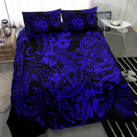 Hawaii Shark Bedding Set Polynesian Pattern Navy Blue Version - Wonder Print Shop