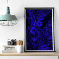 Hawaii Shark Canvas Wall Art Polynesian Pattern Navy Blue Version - Wonder Print Shop