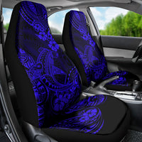 Hawaii Shark Car Seat Cover Polynesian Pattern Navy Blue Version - Wonder Print Shop