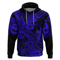 Hawaii Shark Hoodie Polynesian Pattern Navy Blue Version - Wonder Print Shop