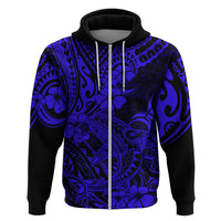 Hawaii Shark Hoodie Polynesian Pattern Navy Blue Version - Wonder Print Shop