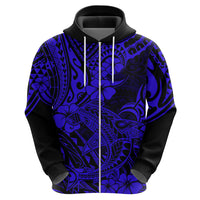 Hawaii Shark Hoodie Polynesian Pattern Navy Blue Version - Wonder Print Shop