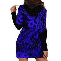 Hawaii Shark Hoodie Dress Polynesian Pattern Navy Blue Version - Wonder Print Shop
