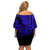 Hawaii Shark Off Shoulder Short Dress Polynesian Pattern Navy Blue Version - Wonder Print Shop
