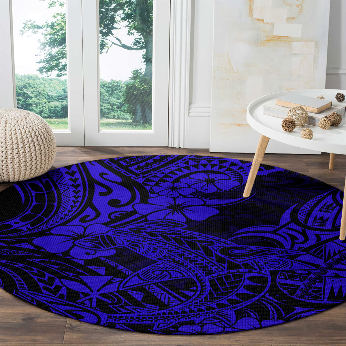 hawaii-shark-round-carpet-polynesian-pattern-navy-blue-version