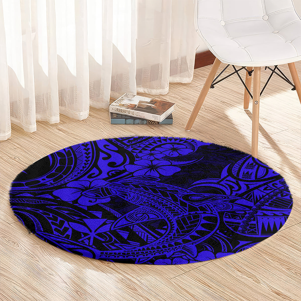 hawaii-shark-round-carpet-polynesian-pattern-navy-blue-version