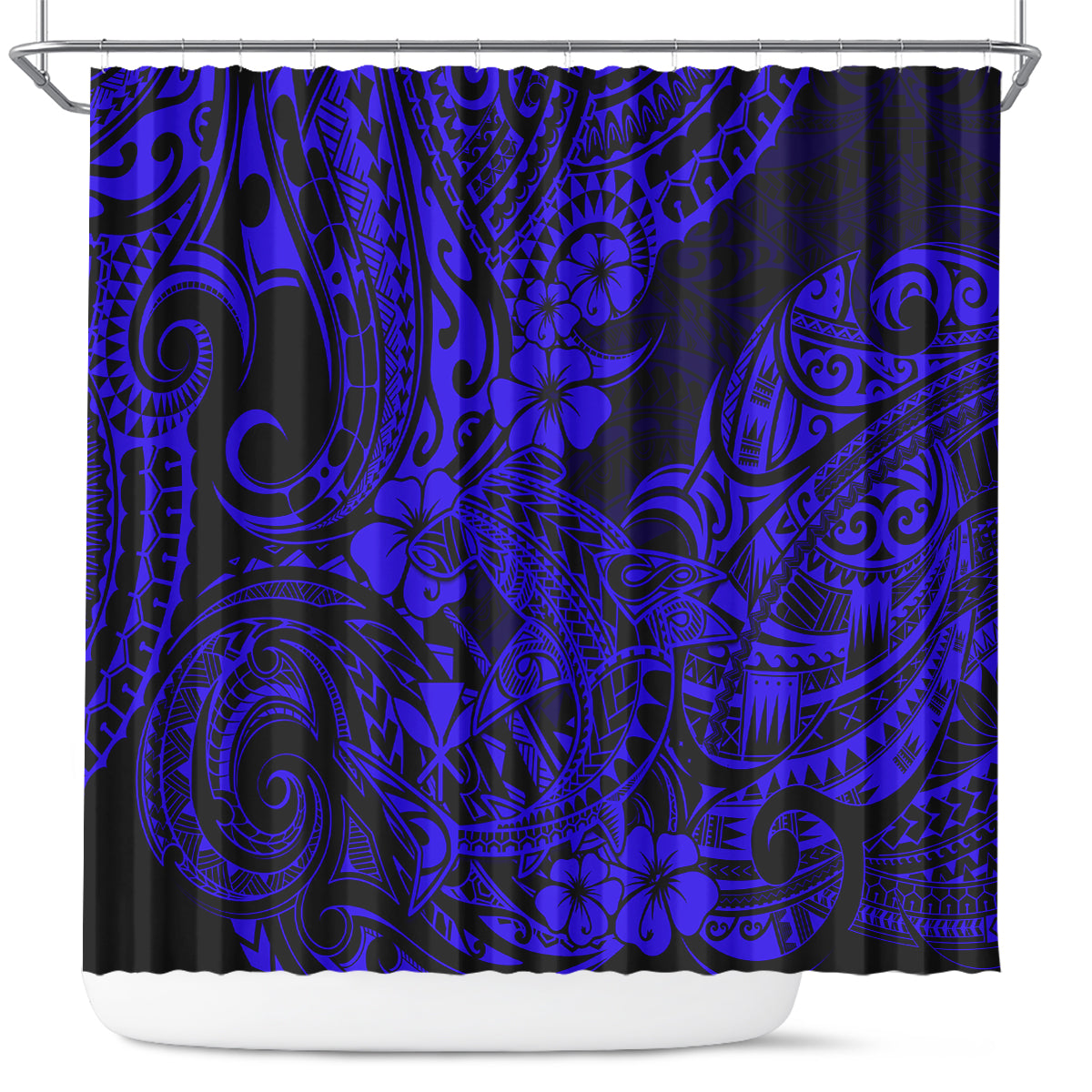 hawaii-shark-shower-curtain-polynesian-pattern-navy-blue-version