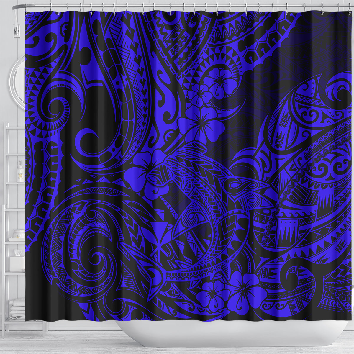 hawaii-shark-shower-curtain-polynesian-pattern-navy-blue-version