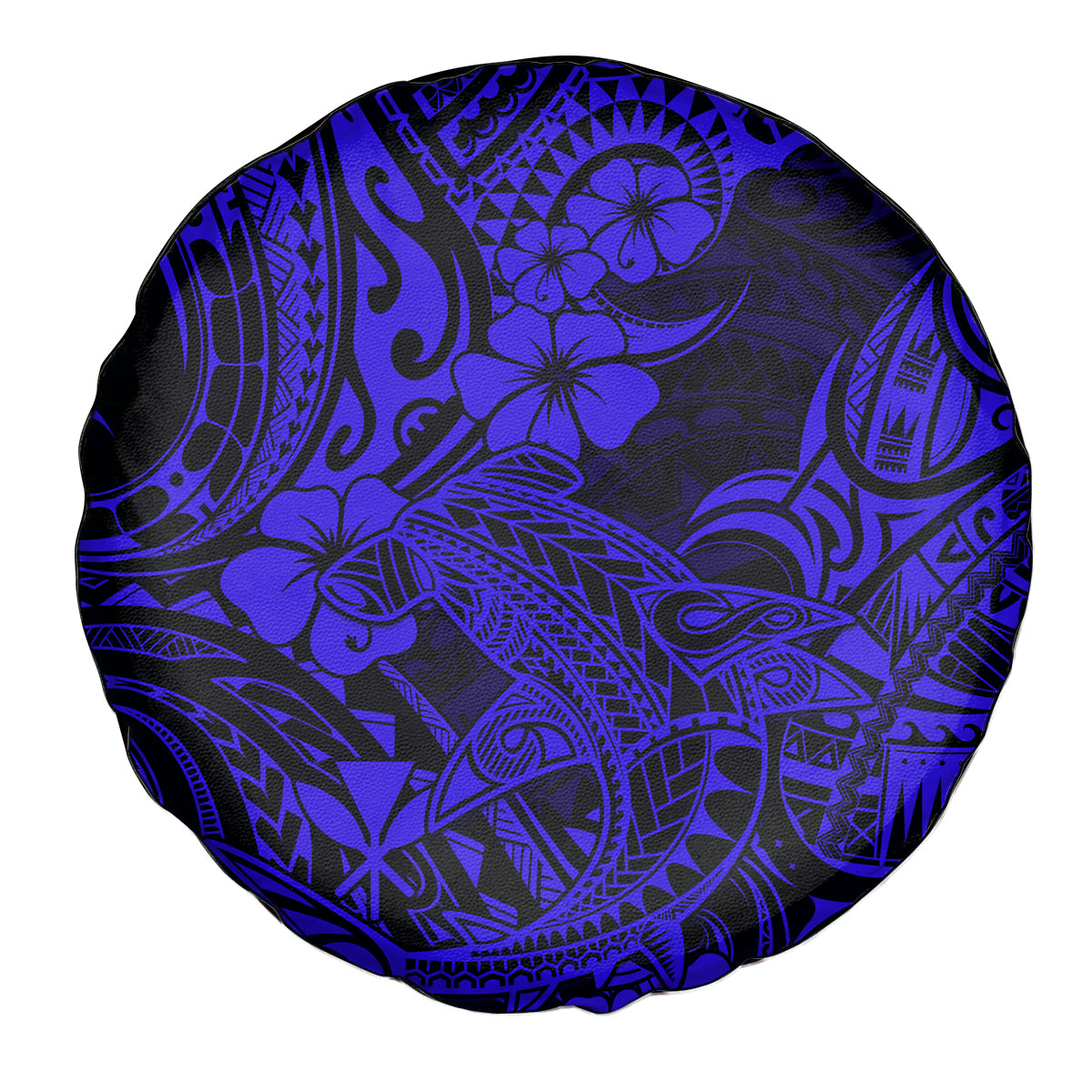 Hawaii Shark Spare Tire Cover Polynesian Pattern Navy Blue Version - Wonder Print Shop