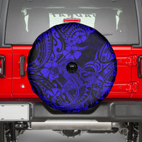 Hawaii Shark Spare Tire Cover Polynesian Pattern Navy Blue Version - Wonder Print Shop
