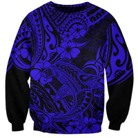 Hawaii Shark Sweatshirt Polynesian Pattern Navy Blue Version - Wonder Print Shop