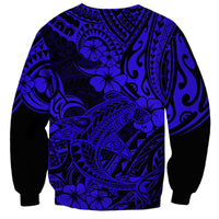 Hawaii Shark Sweatshirt Polynesian Pattern Navy Blue Version - Wonder Print Shop
