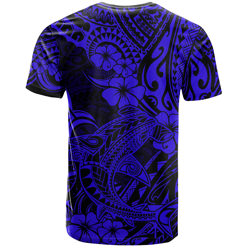 Hawaii Shark T Shirt Polynesian Pattern Navy Blue Version - Wonder Print Shop