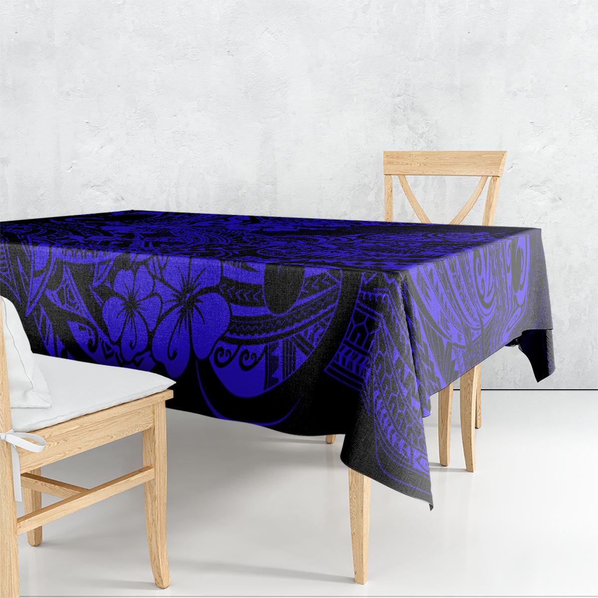 Hawaii Shark Tablecloth Polynesian Pattern Navy Blue Version - Wonder Print Shop