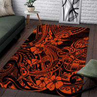 Hawaii Shark Area Rug Polynesian Pattern Orange Version - Wonder Print Shop