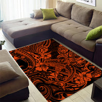 Hawaii Shark Area Rug Polynesian Pattern Orange Version - Wonder Print Shop