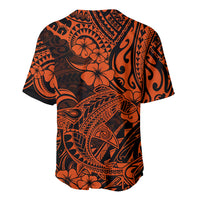 Hawaii Shark Baseball Jersey Polynesian Pattern Orange Version - Wonder Print Shop