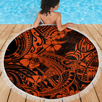 Hawaii Shark Beach Blanket Polynesian Pattern Orange Version - Wonder Print Shop