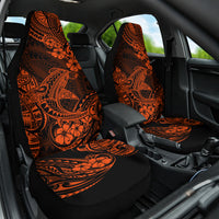 Hawaii Shark Car Seat Cover Polynesian Pattern Orange Version - Wonder Print Shop