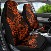 Hawaii Shark Car Seat Cover Polynesian Pattern Orange Version - Wonder Print Shop