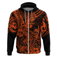 Hawaii Shark Hoodie Polynesian Pattern Orange Version - Wonder Print Shop