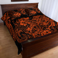 Hawaii Shark Quilt Bed Set Polynesian Pattern Orange Version - Wonder Print Shop