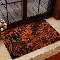 Hawaii Shark Rubber Doormat Polynesian Pattern Orange Version - Wonder Print Shop