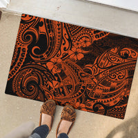 Hawaii Shark Rubber Doormat Polynesian Pattern Orange Version - Wonder Print Shop