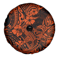 Hawaii Shark Spare Tire Cover Polynesian Pattern Orange Version - Wonder Print Shop