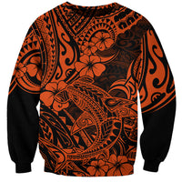 Hawaii Shark Sweatshirt Polynesian Pattern Orange Version - Wonder Print Shop
