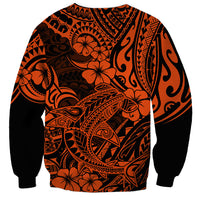 Hawaii Shark Sweatshirt Polynesian Pattern Orange Version - Wonder Print Shop