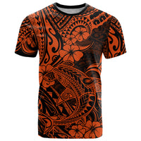 Hawaii Shark T Shirt Polynesian Pattern Orange Version - Wonder Print Shop