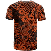 Hawaii Shark T Shirt Polynesian Pattern Orange Version - Wonder Print Shop