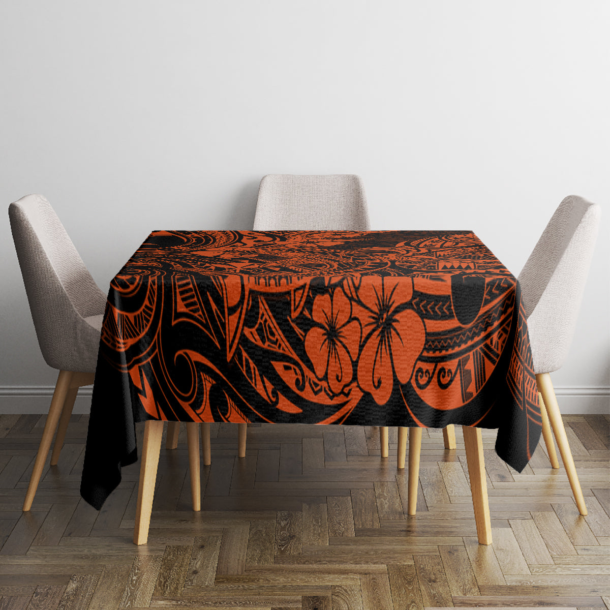 Hawaii Shark Tablecloth Polynesian Pattern Orange Version - Wonder Print Shop