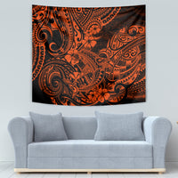 Hawaii Shark Tapestry Polynesian Pattern Orange Version - Wonder Print Shop