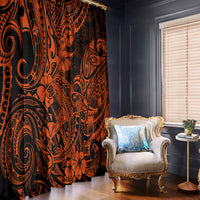 Hawaii Shark Window Curtain Polynesian Pattern Orange Version - Wonder Print Shop