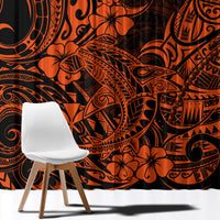 Hawaii Shark Window Curtain Polynesian Pattern Orange Version - Wonder Print Shop
