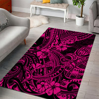 Hawaii Shark Area Rug Polynesian Pattern Pink Version - Wonder Print Shop